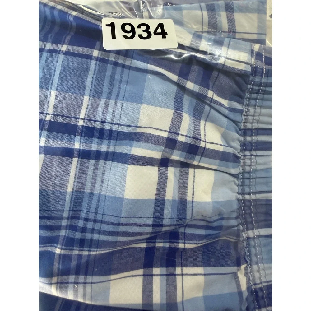 Cremieux Beach Wear Mens Blue Plaid Cargo Swim Trunks Shorts Size XL